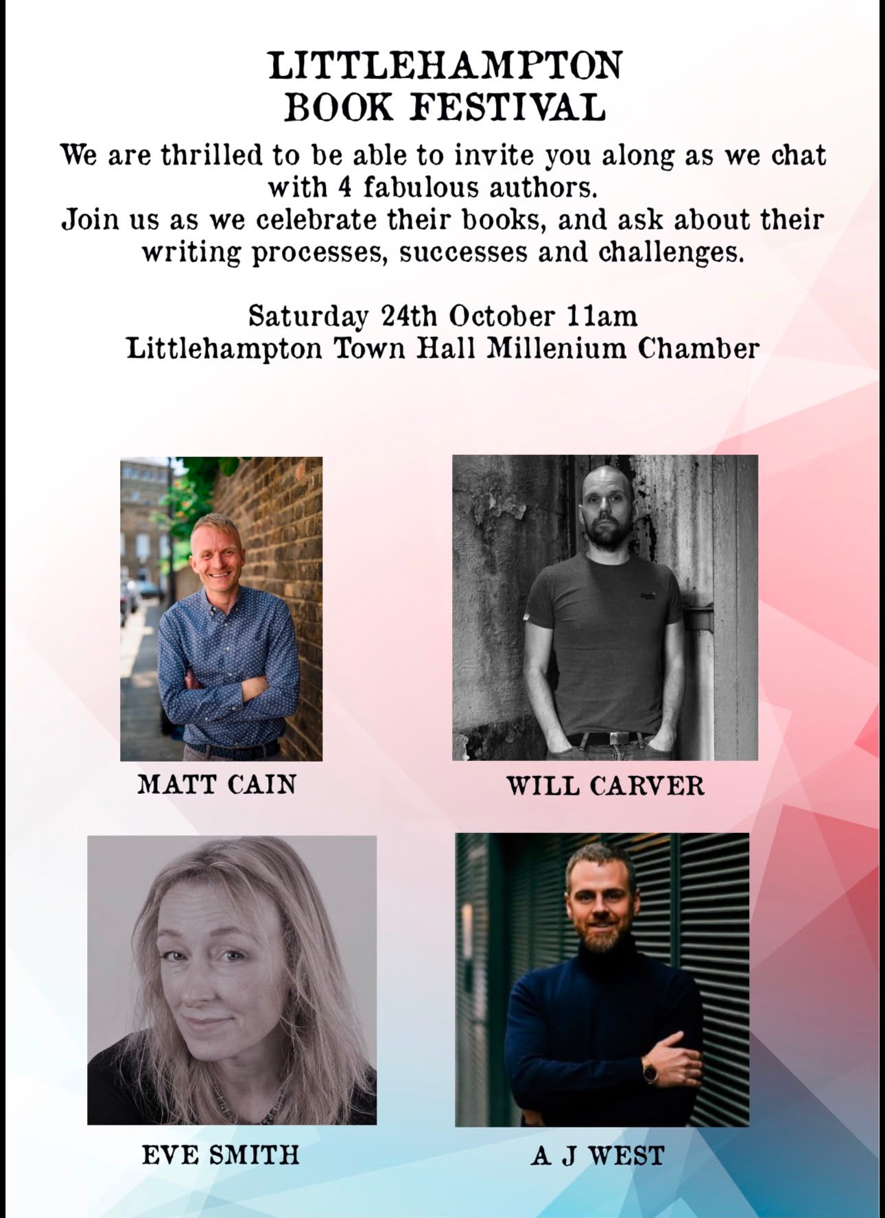 Author Panel - Littlehampton Book Festival - Saturday 24th October 11am